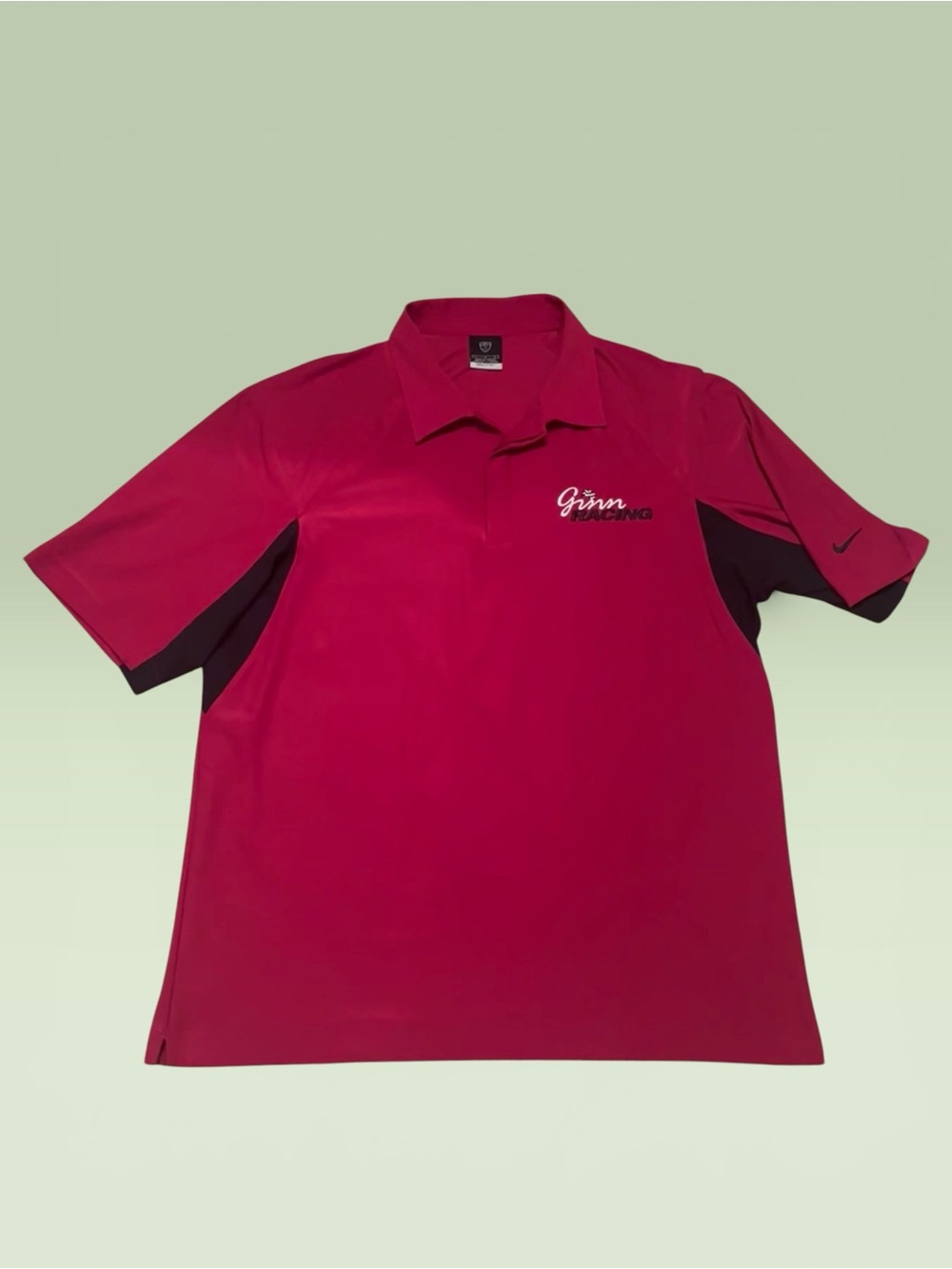 Nike Ginn Racing Polo Men’s Large Red Black NASCAR Racing Golf Shirt